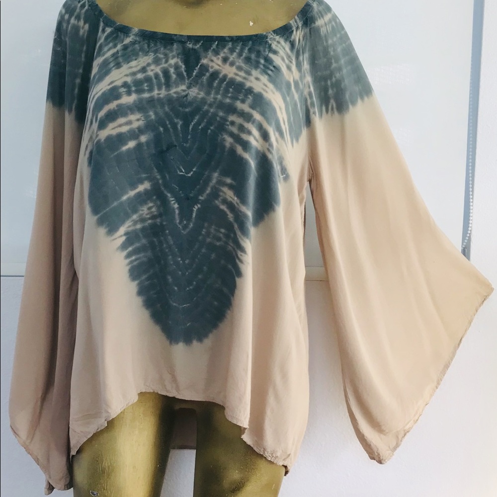 BLU MOON Boho Angel Sleeve CAFTAN Hippie Tunic TOP Small - Picture 8 of 16